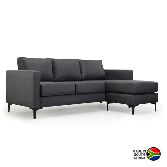 URBAN FURN CORNER CHAISE - DARK GREY/BLACK LEG