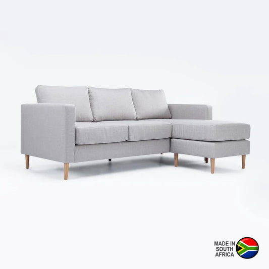 URBAN FURN CORNER CHAISE - PLATINUM/NATURAL LEG