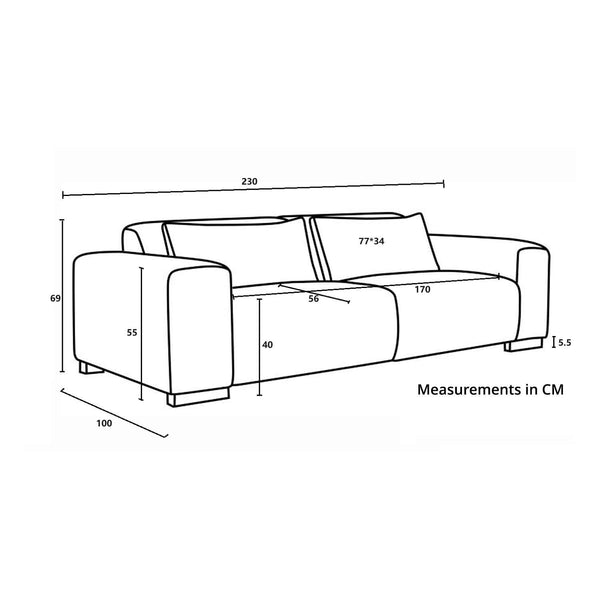 CATERINA FABRIC 3 SEATER COUCH