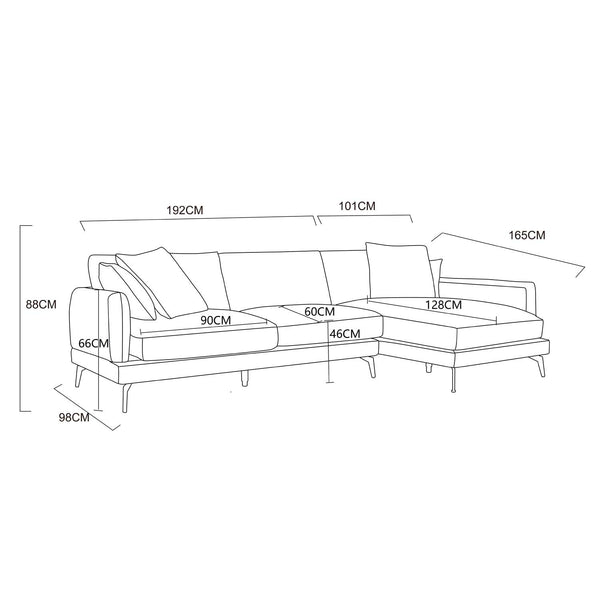 URBAN FURN FLORES FABRIC CORNER CHAISE