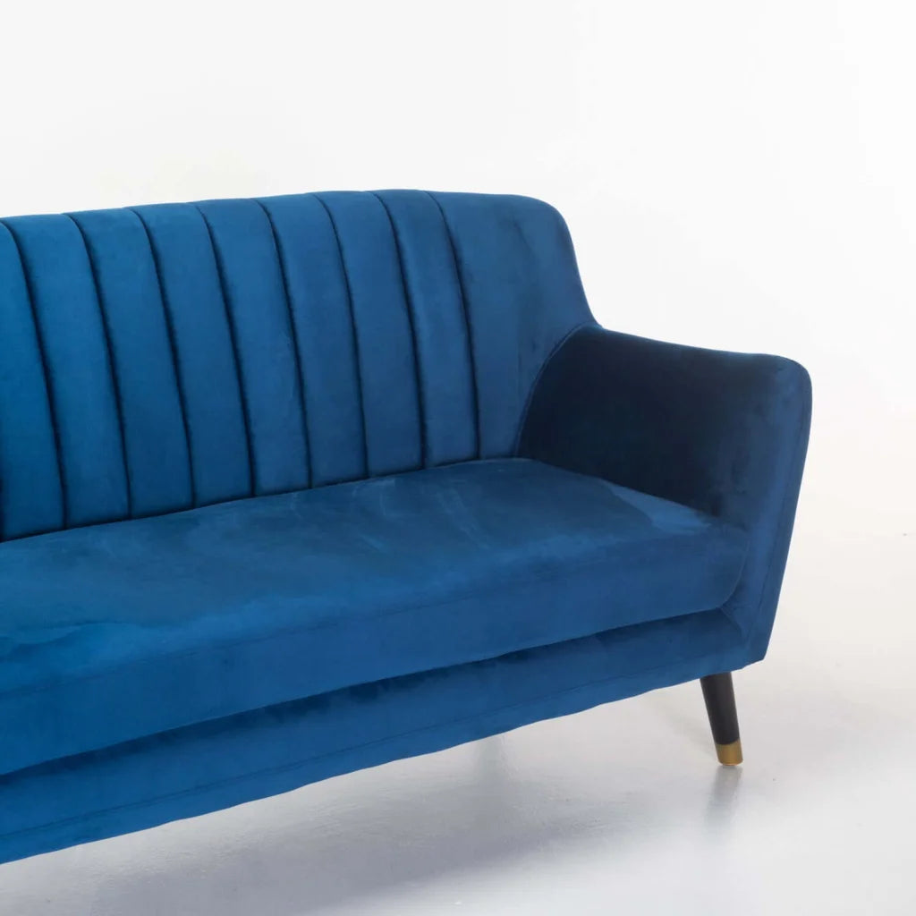 JUNO VELVET 3 SEATER COUCH blue