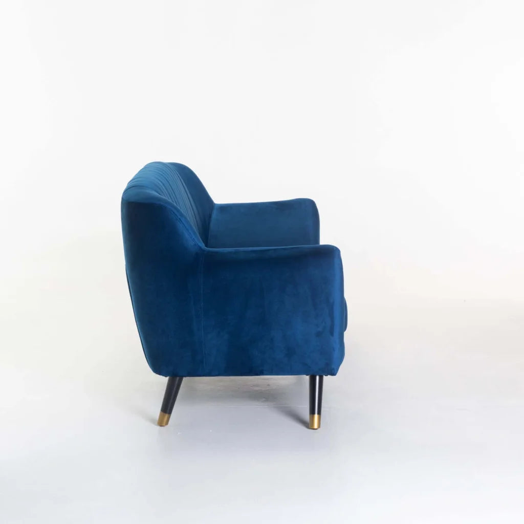 JUNO VELVET 3 SEATER COUCH blue