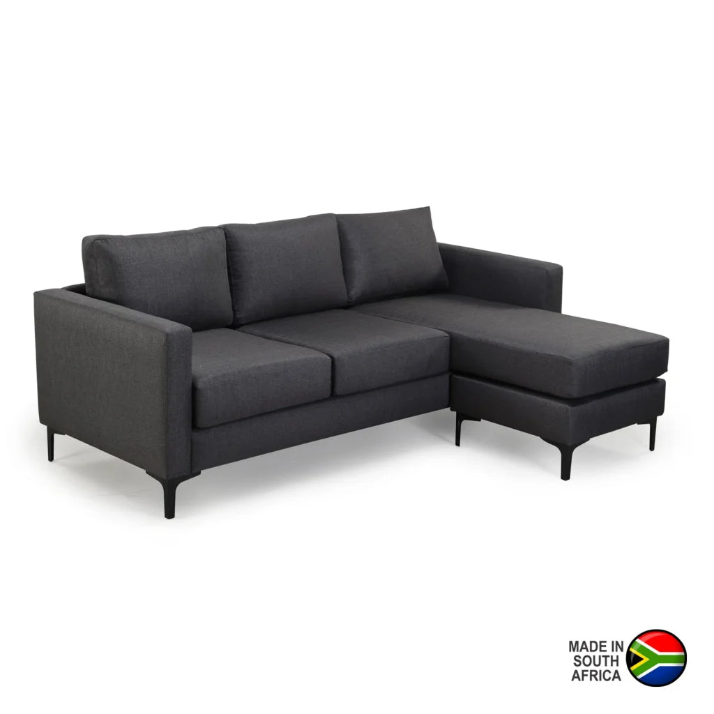 URBAN FURN CORNER CHAISE - DARK GREY/BLACK LEG