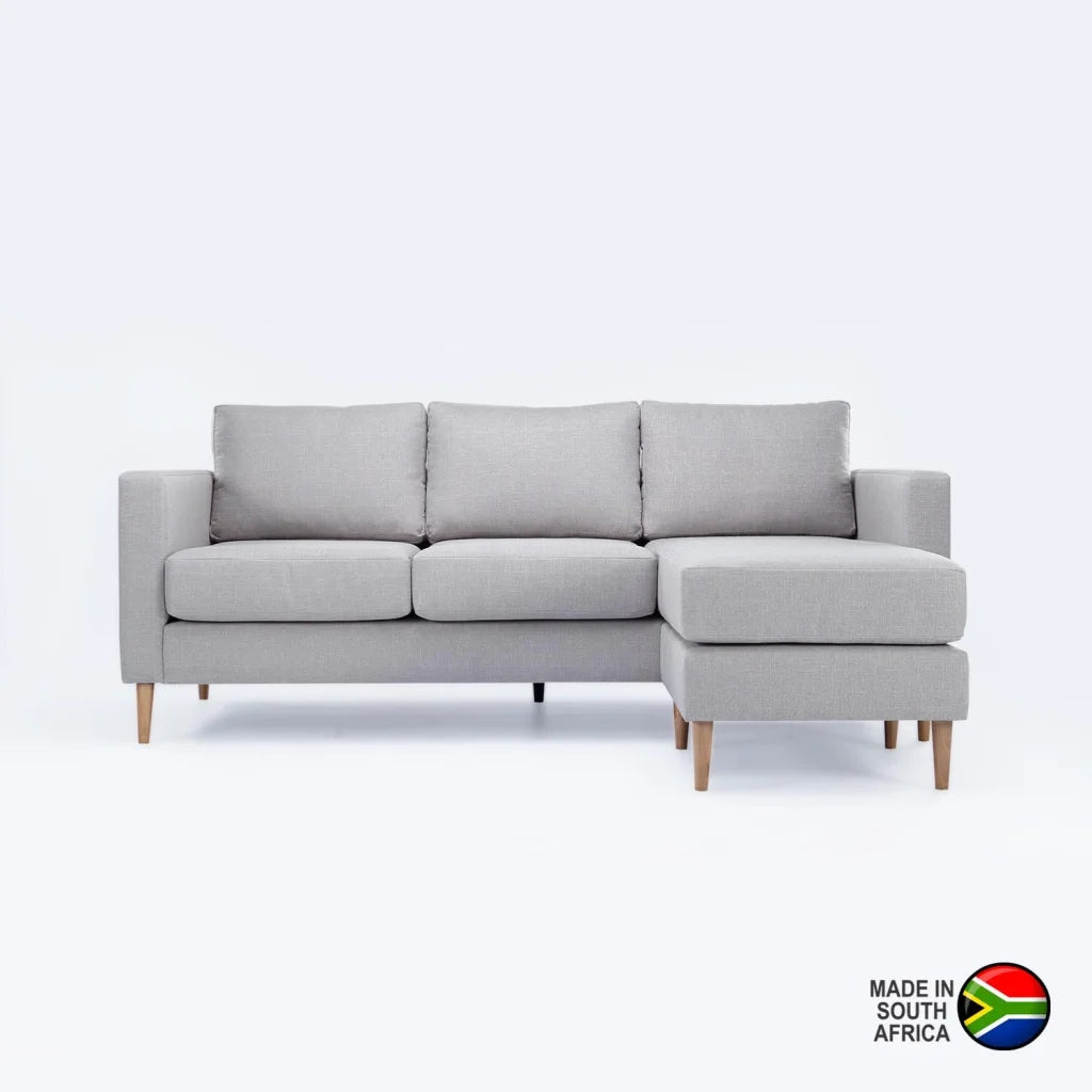 URBAN FURN CORNER CHAISE - PLATINUM/NATURAL LEG