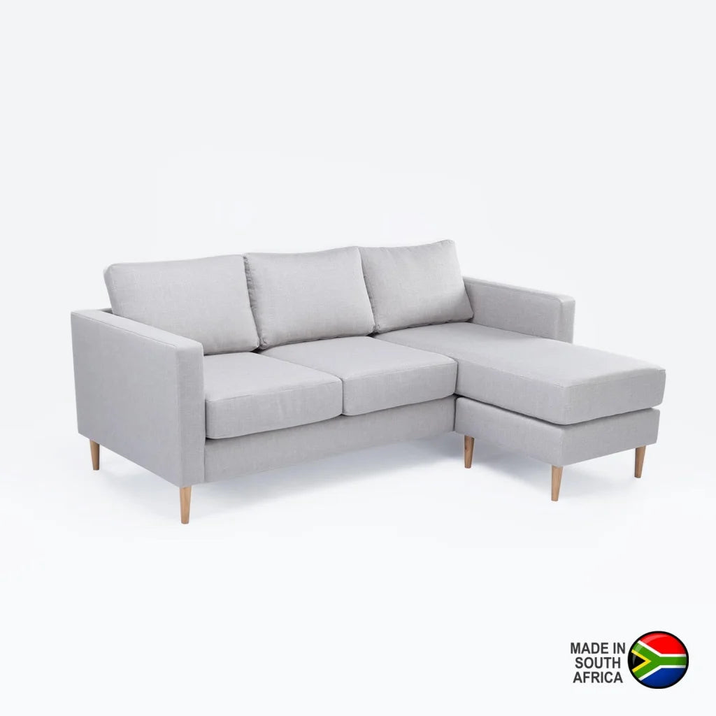 URBAN FURN CORNER CHAISE - PLATINUM/NATURAL LEG