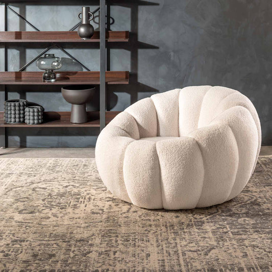 PEARL FLEECE FABRIC PUMPKIN CHAIR